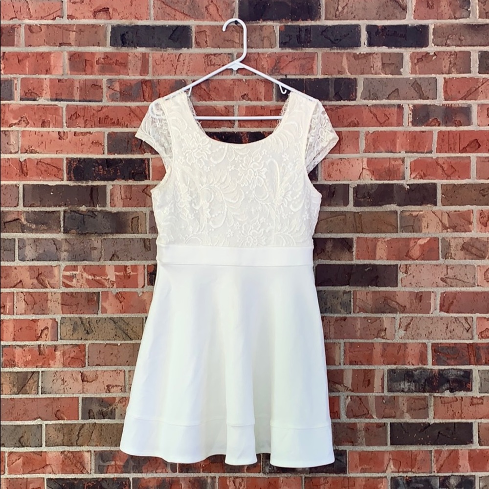 Classy white lace top and silky white bottom
